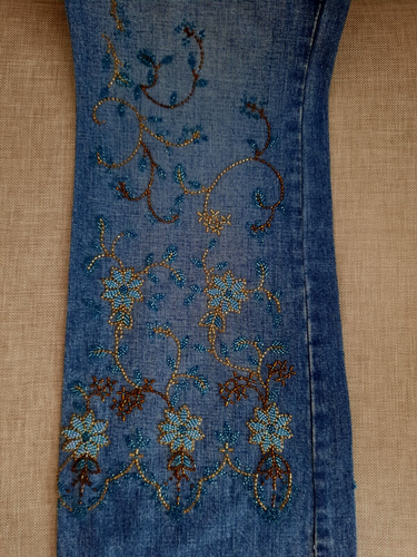 **** VINTAGE PER UNA MARKS AND SPENCER EMBELLISHED JEANS,UK 16 LONG **** - Picture 3 of 5