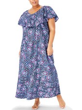 Womens PLUS size 18 20   30 32   38 40 42 DRESS blue/purple cotton short sleeve 