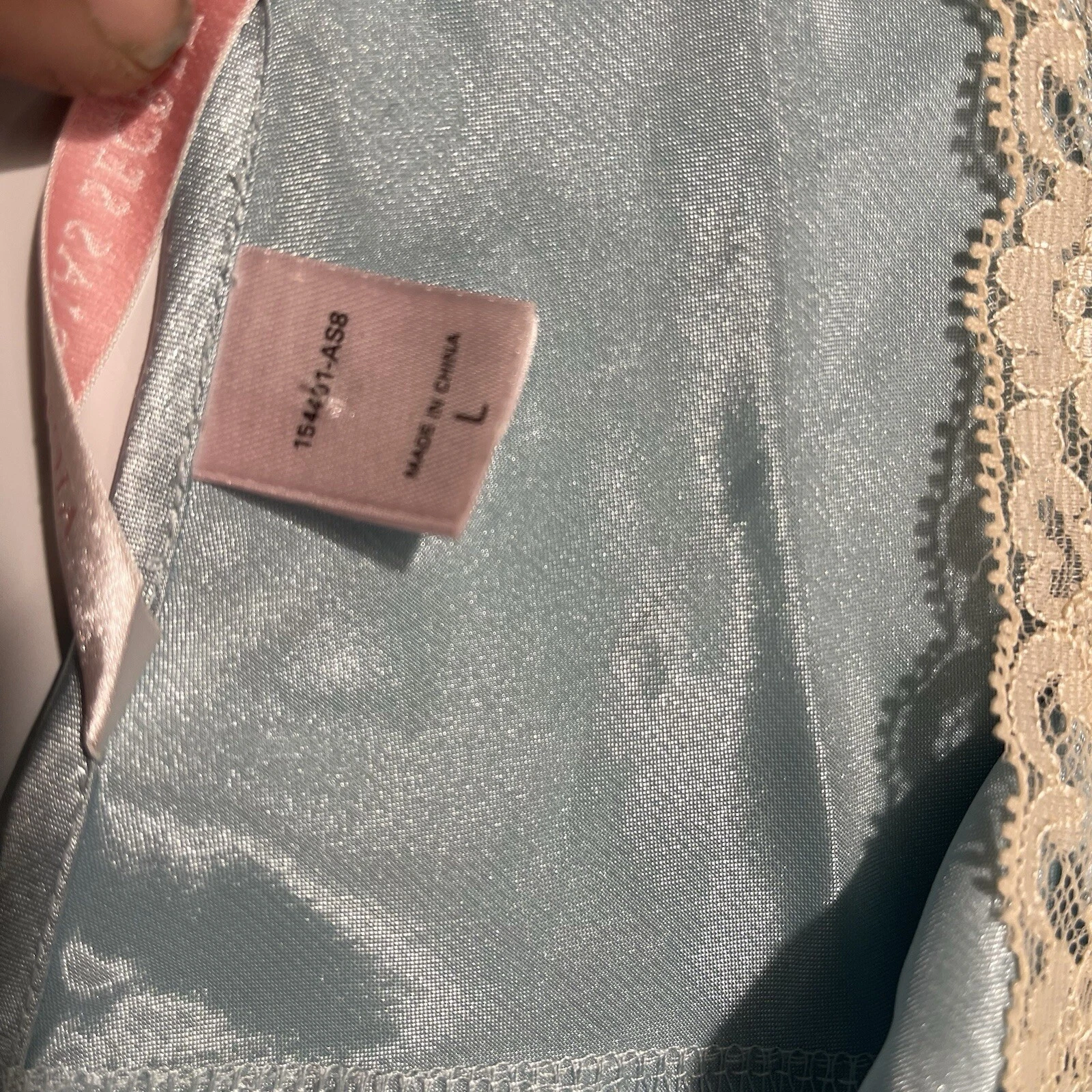 UNDERCOVER Abito donna Victoria's Secret chemise lingerie UNC blu panna bordo in pizzo taglia L