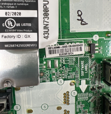 LG 43un7300 Main Board EBU66055402 for sale online | eBay