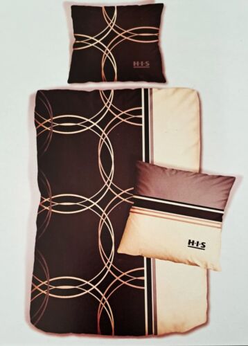 2 piezas H.I.S 155x220 cm Ropa de cama en diseño deportivo a cuadros marrón - Imagen 1 de 2