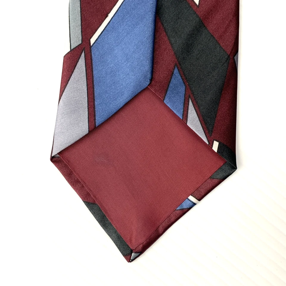 Corbata diseñada por WALTER KELLY para hombre 3,75" x 56,5" azul granate negro gris abstracto Foto 3 de 4