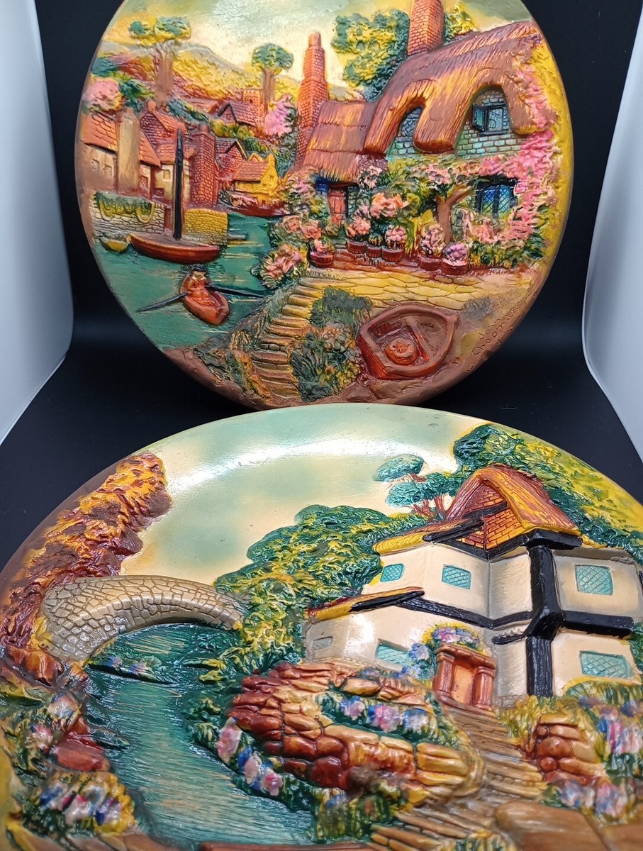 Vintage England Cottagecore Victorian Handpainted Ceramic Plates