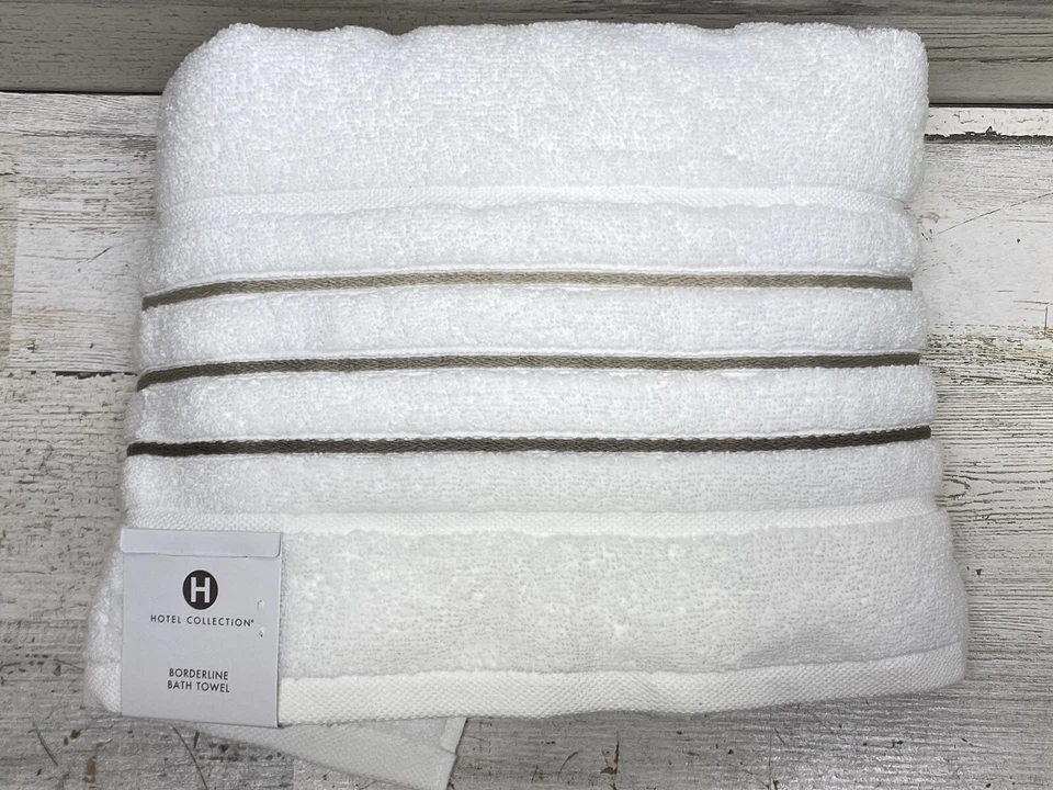 Hotel Collection Ultimate Micro Cotton Borderline 30" x 56" Bath Towel Beige New - Image 2 of 4