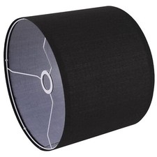 Black Drum Lamp Shade Large 13x13x10" Linen Fabric Table Floor Replacement