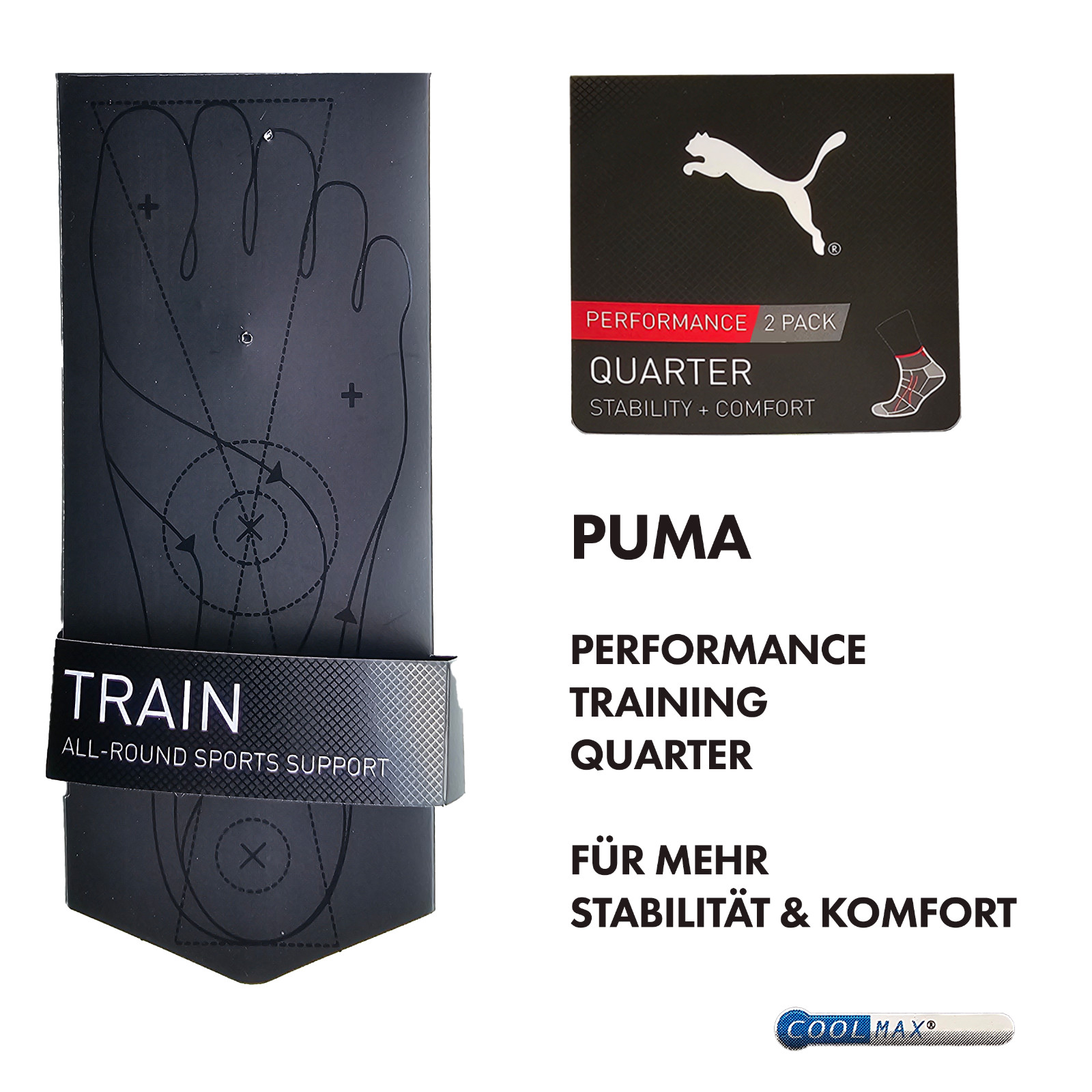 PUMA 8-16 paia di calze Performance Train Quarter calze sportive unisex con COOLMAX foto 5