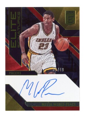 2023-24 Donruss Elite Metta World Peace Elite Signatures Red Auto 39/49 #ES-MWP