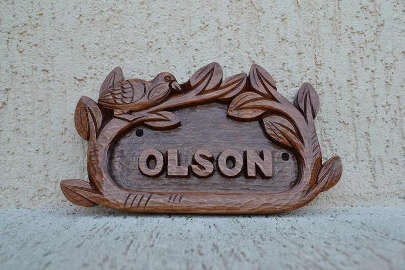 personalized home Decor, address numbers, Wood carving address sign house number - Image 3 of 4