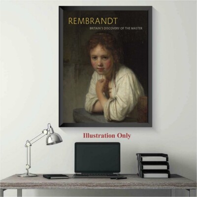 Rembrandt Großbritanniens Entdeckung des Meistermädchens am Fenster Ausstellungsplakat