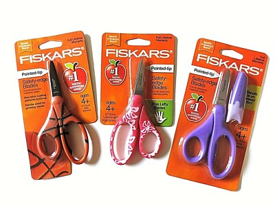 Fiskars 5 Inch Pointed-Tip Kid's Scissors Safety-Edge Blade Lot Of 3 Ships Free