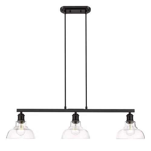 Golden Lighting Carver 3- -Light Matte Black Linear Pendant with Glass Shade - Picture 3 of 7