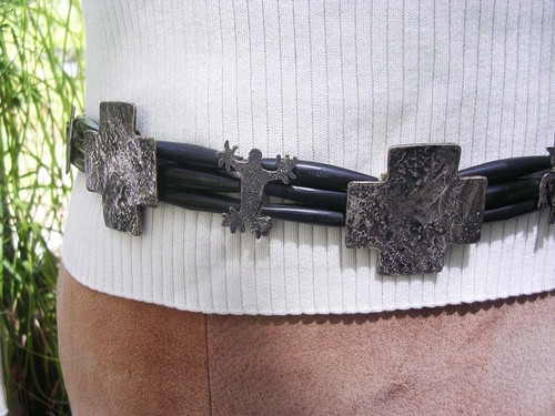 THE MUMMY'S BUNDLE HANCOCK STERLING SILVER CROSS PETROGLYPH BEADED BELT - Picture 3 of 17