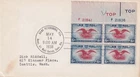 USA 1938 FIRST DAY COVER, ST PETERSBURG POSTMARK PLATE & ARROW BLOCK OF 4