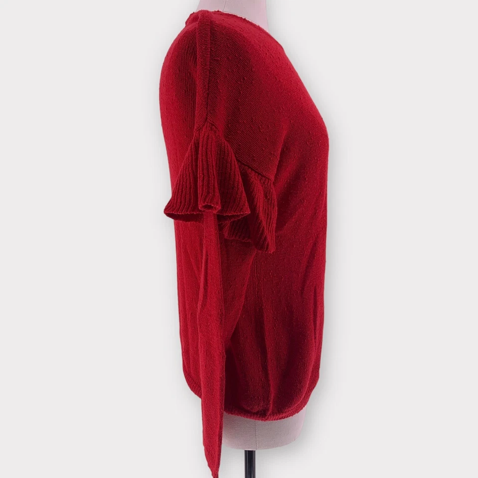 Suéter para mujer The Fifth Label rojo con volantes pequeño ligero manga larga holgado Foto 2 de 4