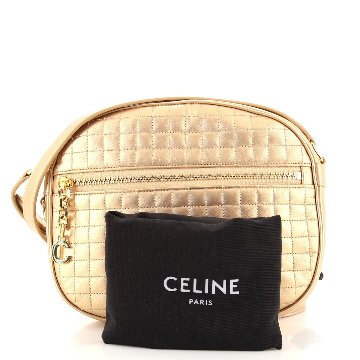 Celine C Charm Camera Bag Quilted Leather Medium Gold