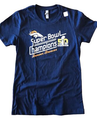 NEW Denver Broncos Super Bowl 50 Champions Navy Blue T Shirt Womens Size  Medium