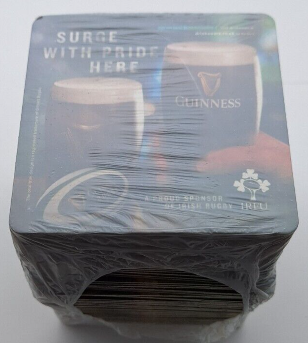 BRAND NEW 100 GUINNESS BEER STOUT BEER MATS IRELAND IRISH RUGBY IRFU