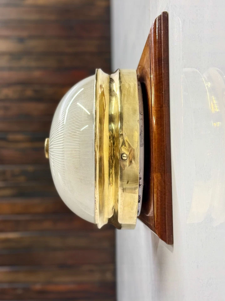 Classic Vintage Design Ocean Liner Brass Deck Ceiling Wall Mount Light Fixture - Image 3 of 4