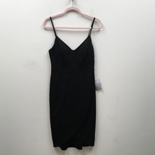 Eliza J Womens Slip Dress Black Stretch V Neck Sleeveless Glitter 6 New
