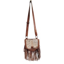 Sts Ranchwear Western Crossbody Purse Fringe Leather Cowhide Cowgirl Boho Brown