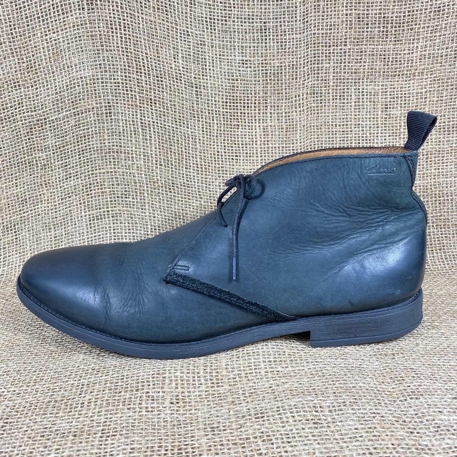 Clark’s chukka boots black wallabee leather men 13 M Gem