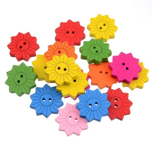 20Pcs Bear Wooden Buttons 2 Holes Sewing Clothing Decoration Craft Accessories - Picture 22 of 36