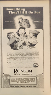 1941 Ronson Lighter Vintage Ad 14 x 5 something theyll all go for