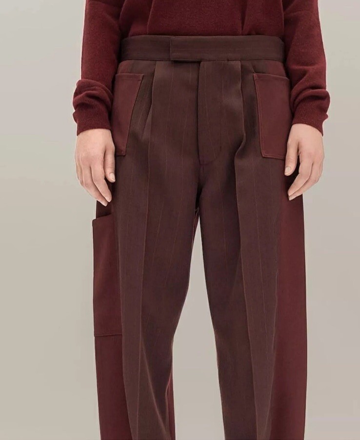 Celine Tailored Trousers Pants 36 Burgundy Wool Fall 2018