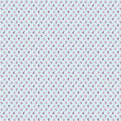 Clothworks Louisa Purple VINTAGE FRUIT Y4412-32 Aqua FABRIC BTHY