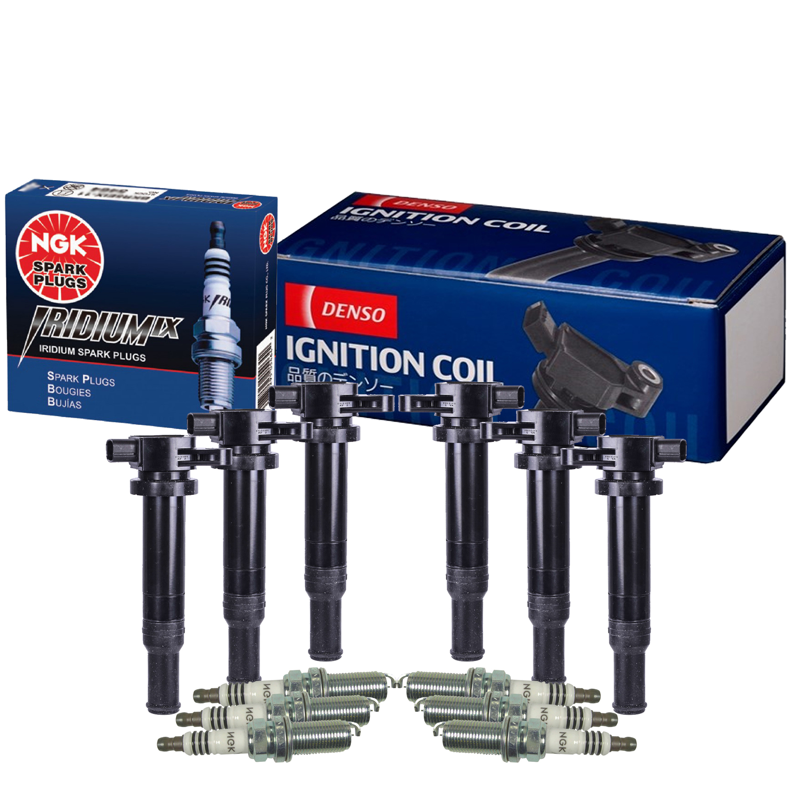 Denso 6 COP Ignition Coil NGK 6 IridiumIX Spark Plugs Kit For Hyundai Kia 2.7 V6