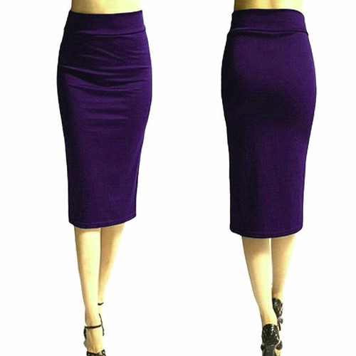 Mujeres Falda midi lisa cintura alta hasta la rodilla ceñida al cuerpo elástica lápiz S-2Xl - Imagen 6 de 23