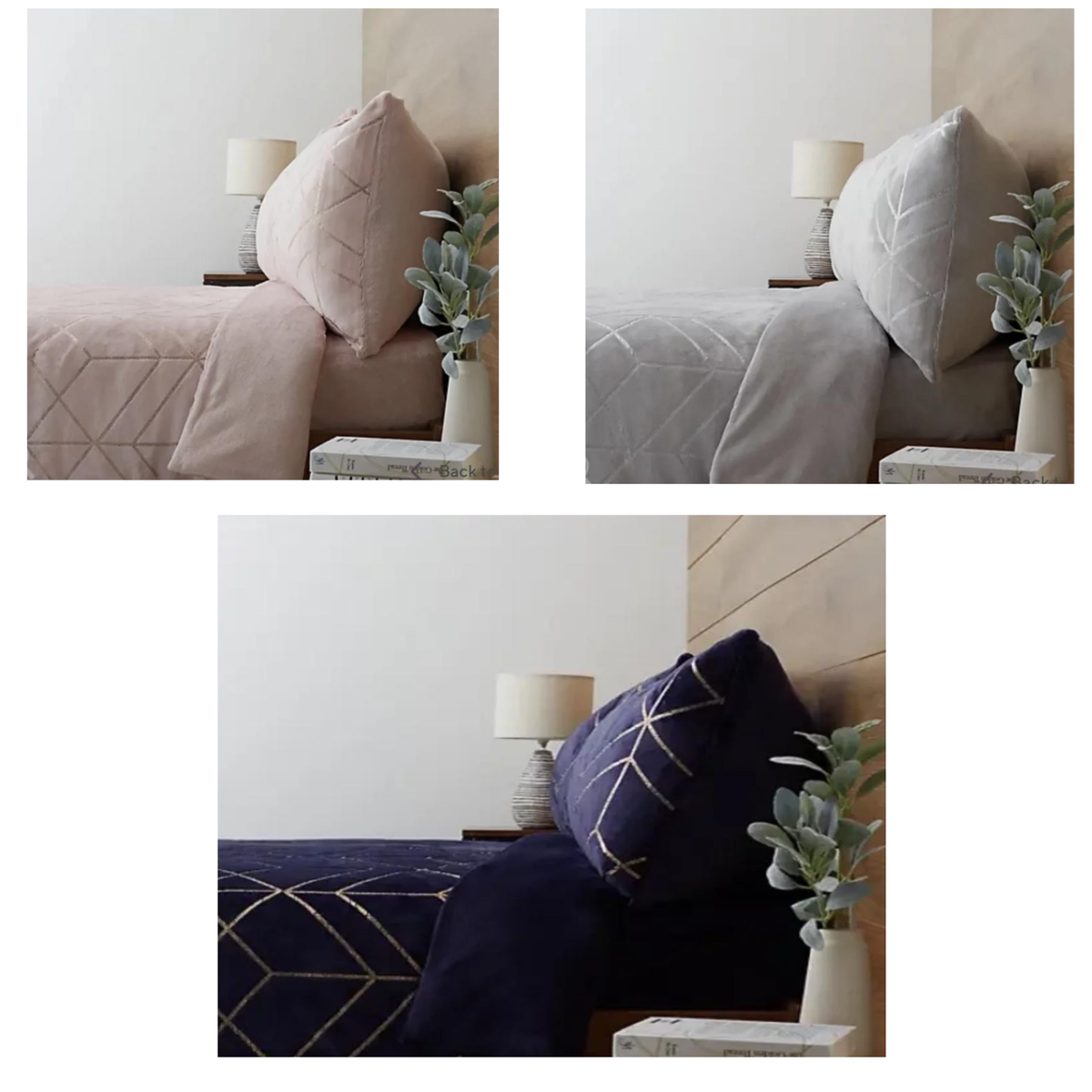 Cozee Home Geo Foil Velvetsoft Piece Duvet Set Grey Navy Single