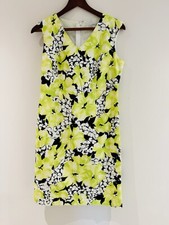 Precis Shift Dress Size 10 Lime Green  & Black Floral  Sleeveless  Knee Length