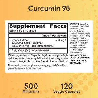 120 capsules count Jarrow Formulas Turmeric extract Curcumin Supplement 95 RK3