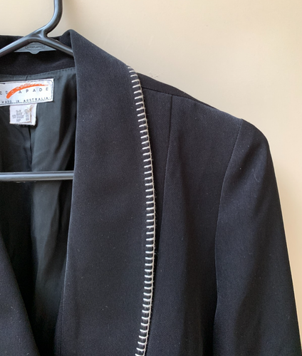 Vintage Black Escapade Black Skirt Blazer Suit Set Size 10 (fits 8) - Picture 3 of 14