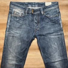 Diesel Jeans Men 30x30 Blue Viker-R-Box Straight Leg Made Italy Whiskers 008SS
