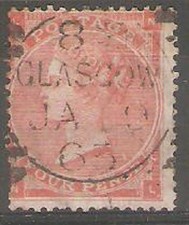 1862 Sg82 4d Pale Red ( NL ) Pl.4 Hair Lines Wmk. Large Garter ( Cat.&pound;75.00p )