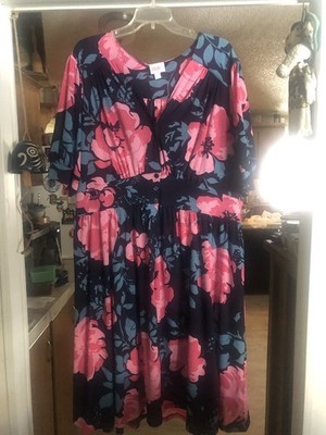LuLaRoe Skyler Dress Floral W/ Pockets & Self Belted. Button Front 2xl NWOT