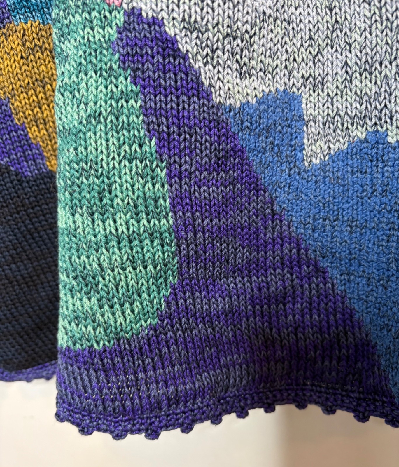 Peruvian Connection Terrazzo Pullover Blue Patchw… - image 7