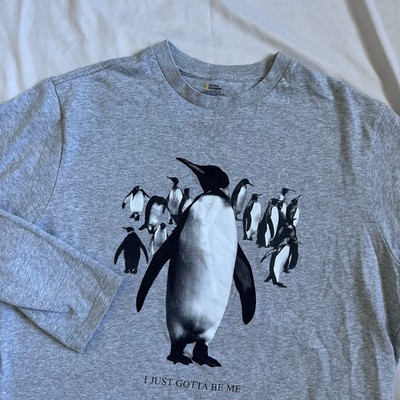 National Geographic Shirt I Just Gotta Be Me Penguins Gray Long Sleeve Size  L