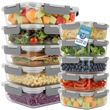 HEFTMAN Glass Food Containers with Lids Meal Prep Airtight 1040ml 340ml 10 Pack
