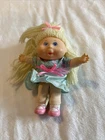 Mattel Vintage 1995 Cabbage Patch Kids Mini Doll  5” Blonde Hair Blue Eyes Bow