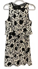 Loft Ann Taylor Womens Sleeveless Beige/black ZIP Back Dress Size 4