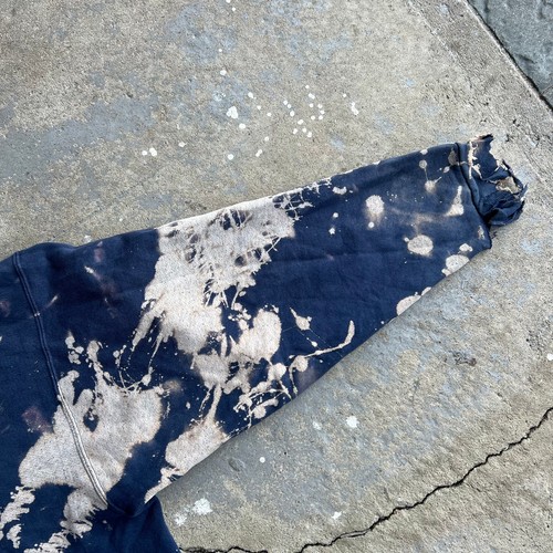 Y2K Bleached Thrashed Blue Blank Tie Dye Hoodie Sweatshirt - Bild 8 von 13