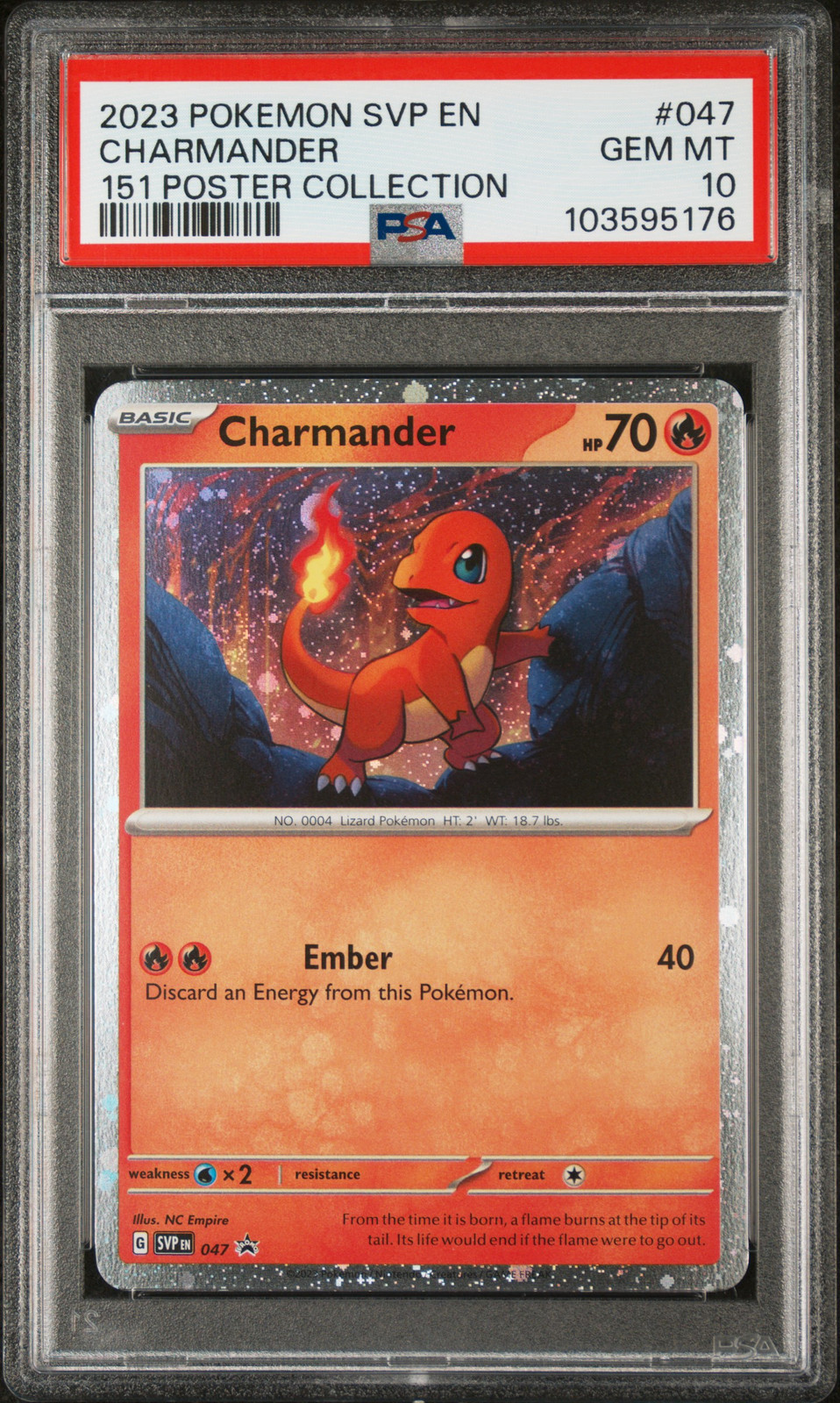 2023 POKEMON SVP EN-SV BLACK STAR PROMO 151 POSTER COLL #047 CHARMANDER PSA 10 - Main Image