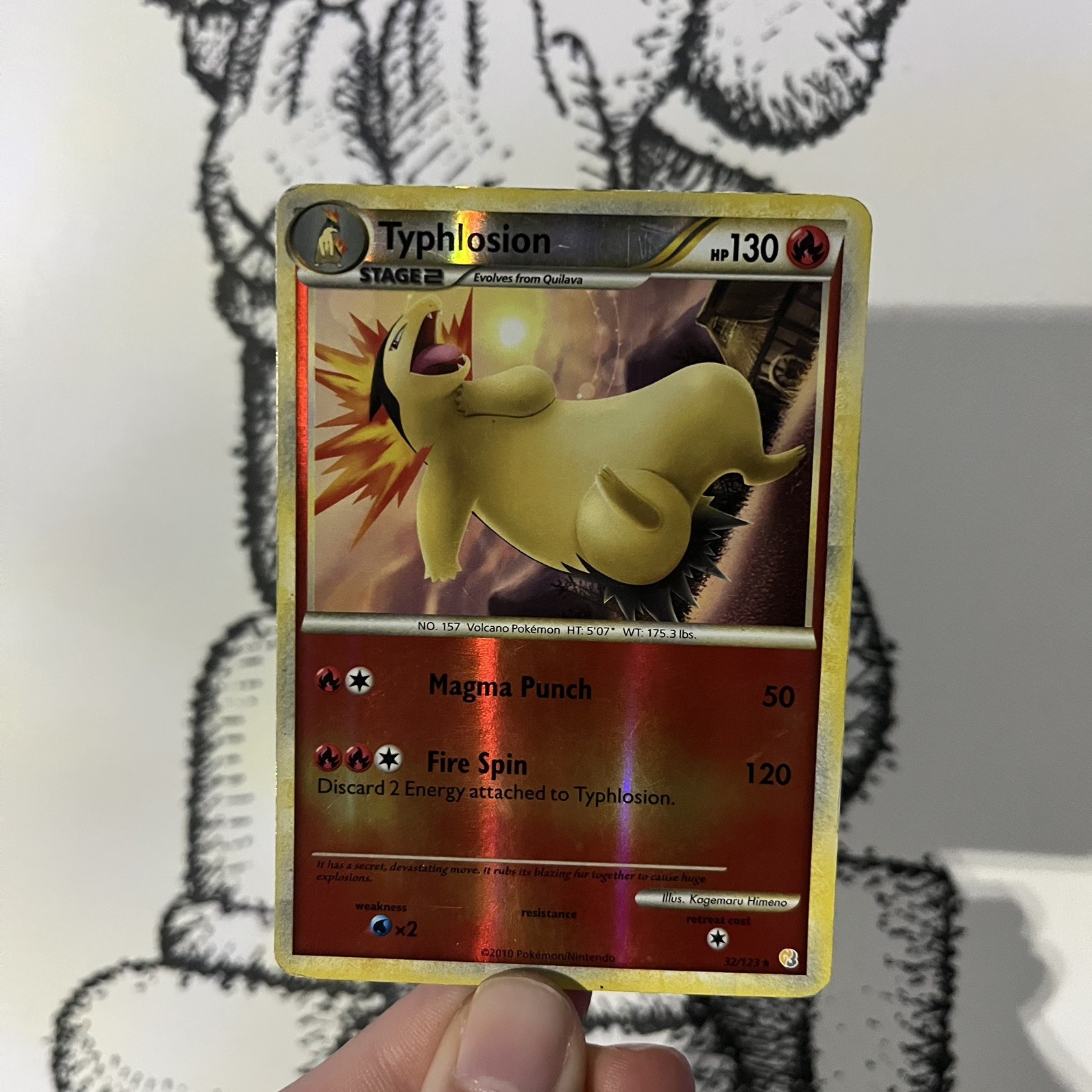 Pokemon TCG Typhlosion 32/123 HeartGold SoulSilver (HS) Reverse Holo Rare