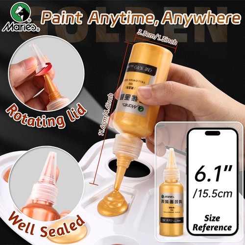 NUOVA 50ml Marie's vernice acrilica metallizzata pigmento oro per arte fai da te - Foto 3 di 17