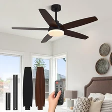 52 Inch Modern Ceiling Fans with Lights and Remote for Bedroom Living Room Ki...