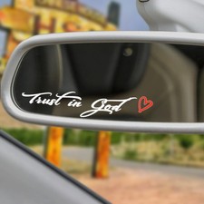 3X Trust in God Rearview Mirror Sticker, Christian Car God-white