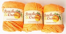 Peaches  Cream Yarn Bright Orange 100 Cotton Lot of 3 Skeins